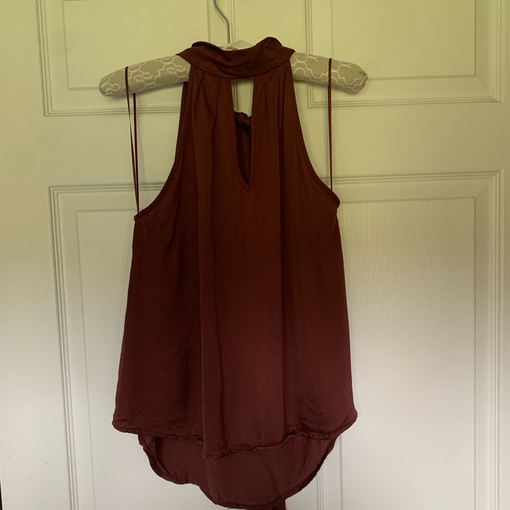 ASTR the Label Satin Halter Tie Back Top